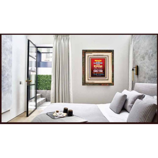 WAIT ON THE LORD   Bible Verses Wall Art Acrylic Glass Frame   (GWFAITH6535)   