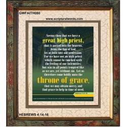 APPROACH THE THRONE OF GRACE   Encouraging Bible Verses Frame   (GWFAITH080)   "16x18"