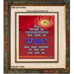 WISER THAN MINE ENEMIES   Scriptural Portrait Wooden Frame   (GWFAITH1590A)   "16x18"