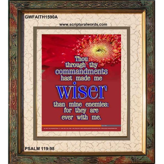 WISER THAN MINE ENEMIES   Scriptural Portrait Wooden Frame   (GWFAITH1590A)   