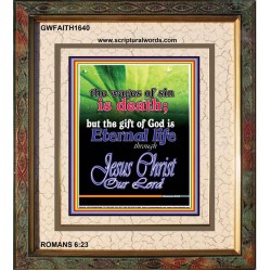 WAGES OF SIN IS DEATH   Christian Paintings Acrylic Glass Frame   (GWFAITH1640)   "16x18"