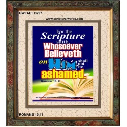 WHOSOEVER BELIEVETH   Acrylic Glass Frame Scripture Art   (GWFAITH3297)   "16x18"