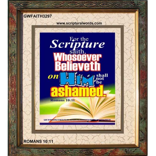 WHOSOEVER BELIEVETH   Acrylic Glass Frame Scripture Art   (GWFAITH3297)   