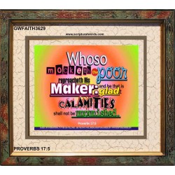 WHOSO MOCKETH THE POOR   Frame Scriptural Dcor   (GWFAITH3629)   "18x16"