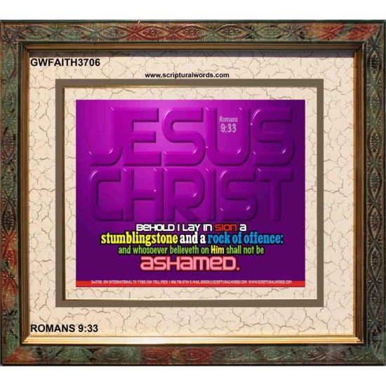 WHOSOEVER BELIEVETH ON HIM SHALL NOT BE ASHAMED   Custom Frame Inspiration Bible Verse   (GWFAITH3706)   