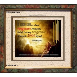 VENGEANCE BELONGS TO GOD   Acrylic Glass Frame Scripture Art   (GWFAITH3904)   "18x16"