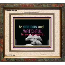 WATCH AND PRAY   Inspirational Wall Art Wooden Frame   (GWFAITH4011)   "18x16"