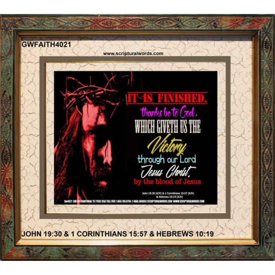 VICTORY BY THE BLOOD OF JESUS   Bible Scriptures on Love Acrylic Glass Frame   (GWFAITH4021)   