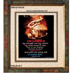 WITH MY SONG WILL I PRAISE HIM   Framed Sitting Room Wall Decoration   (GWFAITH4538)   "16x18"