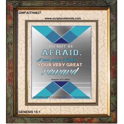 VERY GREAT REWARD   Encouraging Bible Verses Framed   (GWFAITH4627)   "16x18"