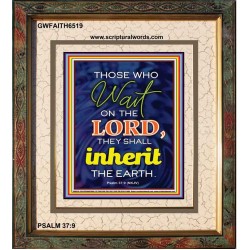 WAIT ON THE LORD   contemporary Christian Art Frame   (GWFAITH6519)   "16x18"