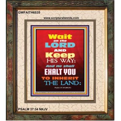 WAIT ON THE LORD   Bible Verses Wall Art Acrylic Glass Frame   (GWFAITH6535)   "16x18"