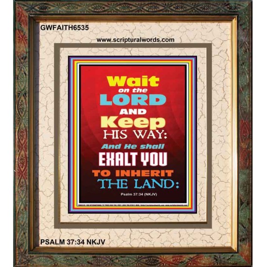 WAIT ON THE LORD   Bible Verses Wall Art Acrylic Glass Frame   (GWFAITH6535)   