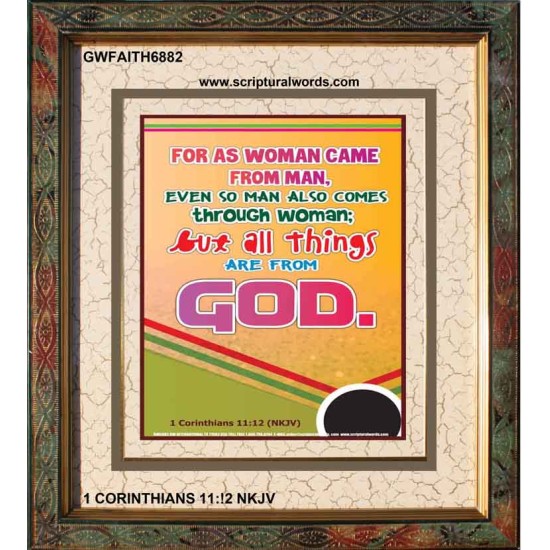 ALL THINGS ARE FROM GOD   Scriptural Portrait Wooden Frame   (GWFAITH6882)   