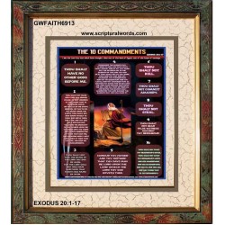 THE TEN COMMANDMENTS   Wooden Frame Scripture Art   (GWFAITH6913)   "16x18"