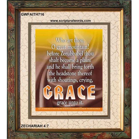 WHO ART THOU O GREAT MOUNTAIN   Bible Verse Frame Online   (GWFAITH716)   