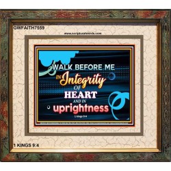 WALK IN INTEGRITY   Unique Bible Verse Frame   (GWFAITH7559)   "18x16"