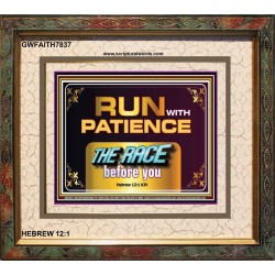 RUN WITH PATIENCE   Contemporary Christian Wall Art   (GWFAITH7837)   
