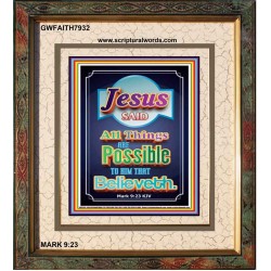 ALL THINGS ARE POSSIBLE   Bible Verses Wall Art Acrylic Glass Frame   (GWFAITH7932)   
