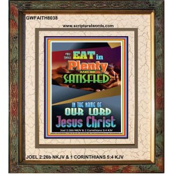 YOU SHALL EAT IN PLENTY   Bible Verses Frame for Home   (GWFAITH8038)   "16x18"