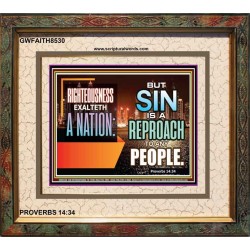 RIGHTEOUSNESS EXALTS A NATION   Encouraging Bible Verse Framed   (GWFAITH8530)   