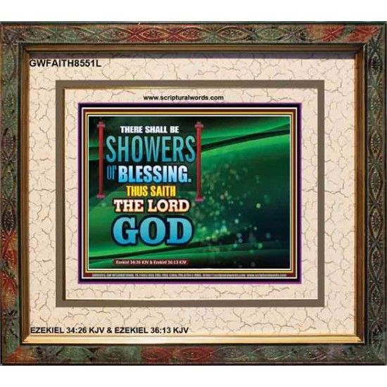 SHOWERS OF BLESSINGS   Encouraging Bible Verses Frame   (GWFAITH8551L)   