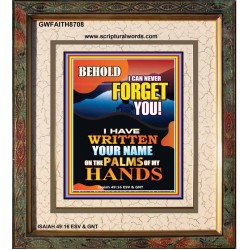 YOUR NAME WRITTEN  IN GODS PALMS   Bible Verse Frame for Home Online   (GWFAITH8708)   "16x18"