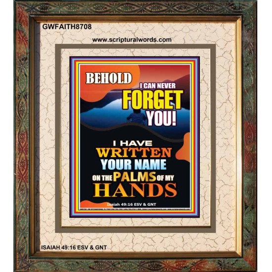 YOUR NAME WRITTEN  IN GODS PALMS   Bible Verse Frame for Home Online   (GWFAITH8708)   