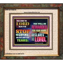 WIPE AWAY YOUR TEARS   Framed Sitting Room Wall Decoration   (GWFAITH8918)   "18x16"