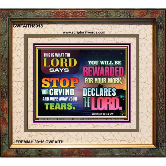 WIPE AWAY YOUR TEARS   Framed Sitting Room Wall Decoration   (GWFAITH8918)   