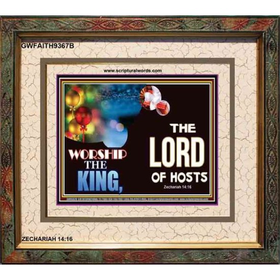WORSHIP THE KING   Inspirational Bible Verses Framed   (GWFAITH9367B)   