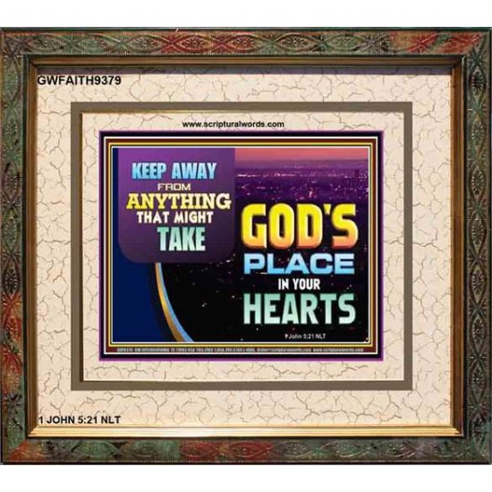 WHAT IS GOD'S PLACE IN YOUR HEART   Large Framed Scripture Wall Art   (GWFAITH9379)   