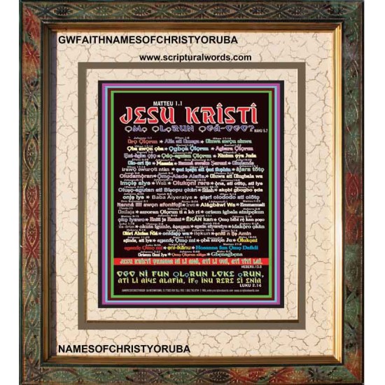 NAMES OF JESUS CHRIST WITH BIBLE VERSES IN YORUBA LANGUAGE {Oruko Jesu Kristi}   Scriptures Wall Art   (GWFAITHNAMESOFCHRISTYORUBA)   