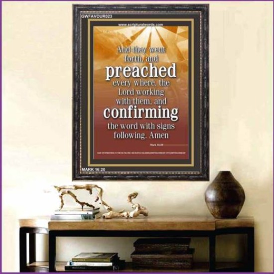 PREACHED EVERY WHERE   Large Framed Scripture Wall Art   (GWFAVOUR023)   