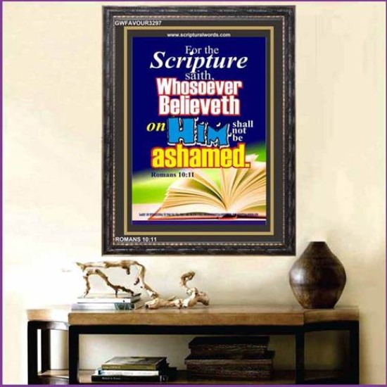 WHOSOEVER BELIEVETH   Acrylic Glass Frame Scripture Art   (GWFAVOUR3297)   