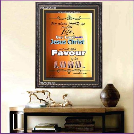 OBTAIN FAVOUR OF THE LORD   Bible Verse Framed for Home   (GWFAVOUR4148)   