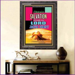 OBTAIN SALVATION THROUGH OUR LORD JESUS CHRIST   Framed Religious Wall Art Acrylic Glass   (GWFAVOUR5097)   