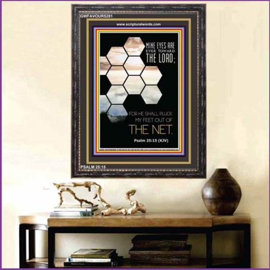 MINE EYES ARE EVER TOWARD THE LORD   Christian Artwork Acrylic Glass Frame   (GWFAVOUR5281)   