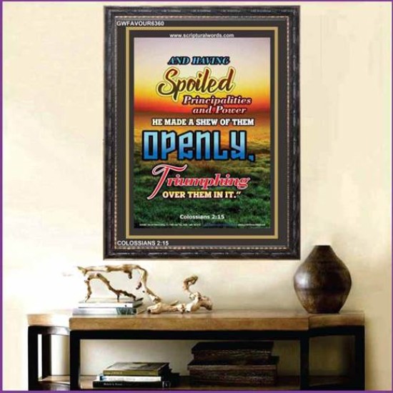 OPENLY TRIUMPHING   Contemporary Christian Wall Art Acrylic Glass frame   (GWFAVOUR6360)   