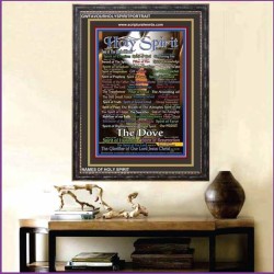 NAMES OF HOLY SPIRIT WITH BIBLE VERSES  Wooden Frame   (GWFAVOURHOLYSPIRITPORTRAIT)   "33x45"