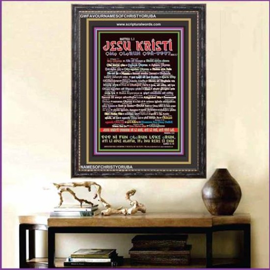 NAMES OF JESUS CHRIST WITH BIBLE VERSES IN YORUBA LANGUAGE {Oruko Jesu Kristi}   Scriptures Wall Art   (GWFAVOURNAMESOFCHRISTYORUBA)   