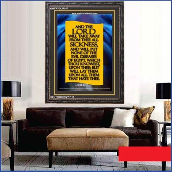 NO SICKNESS WILL COME NEAR THEE   Scripture Wall Art   (GWFAVOUR047)   