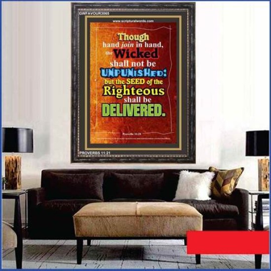 THE RIGHTEOUS SHALL BE DELIVERED   Modern Christian Wall Dcor Frame   (GWFAVOUR3065)   