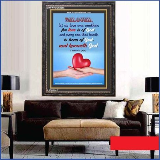 LOVE IS OF GOD   Contemporary Christian Wall Art Acrylic Glass frame   (GWFAVOUR4056)   