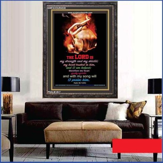 WITH MY SONG WILL I PRAISE HIM   Framed Sitting Room Wall Decoration   (GWFAVOUR4538)   