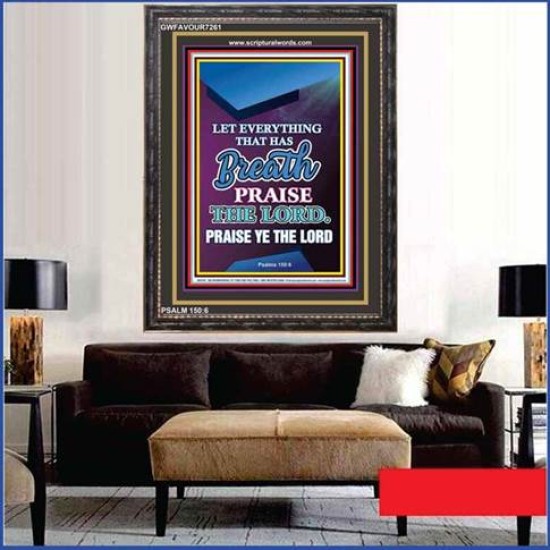 PRAISE THE LORD   Large Frame Scripture Wall Art   (GWFAVOUR7261)   