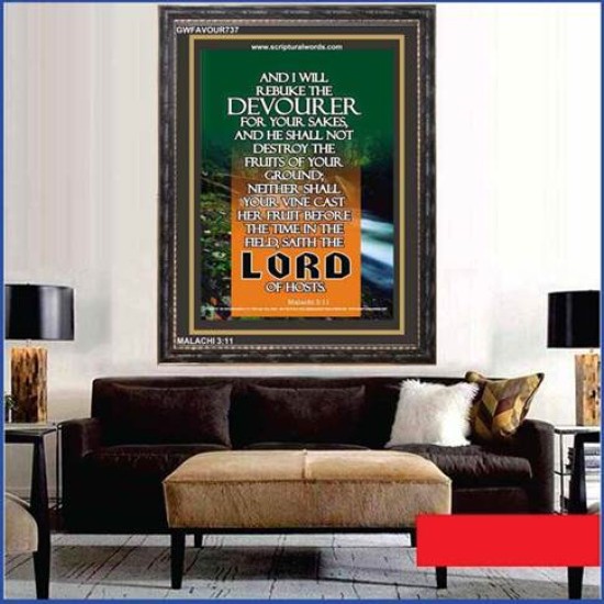 REBUKE DEVOURER   Framed Scriptures Dcor   (GWFAVOUR737)   