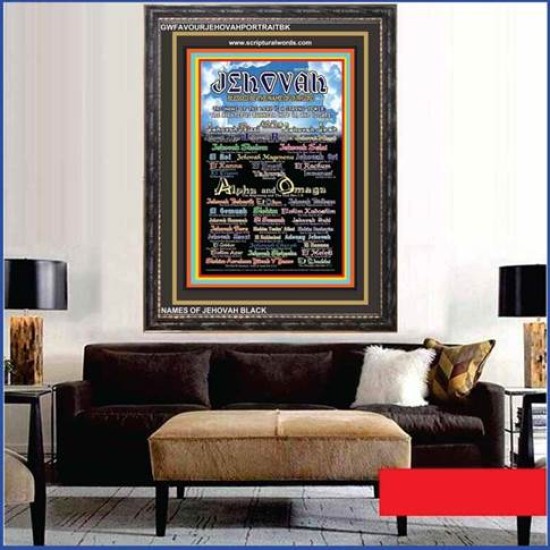 NAMES OF JEHOVAH WITH BIBLE VERSES  Wall Art Frame  (GWFAVOURJEHOVAHPORTRAITBK)  