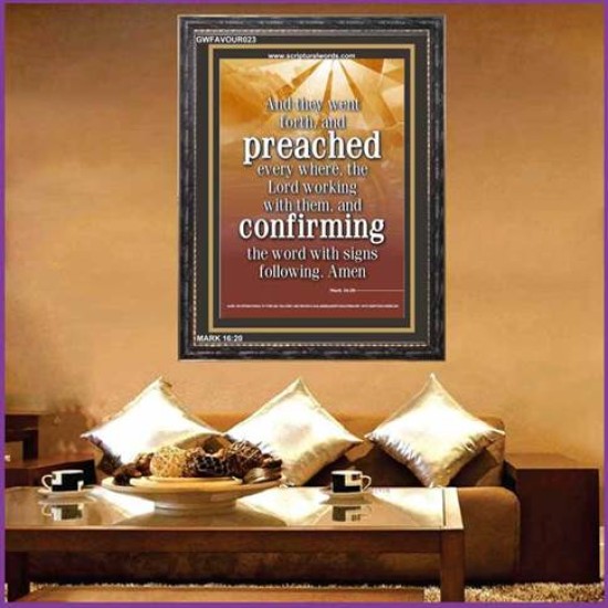 PREACHED EVERY WHERE   Large Framed Scripture Wall Art   (GWFAVOUR023)   