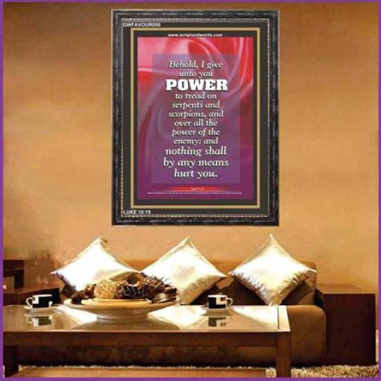 POWER TO TREAD UPON SERPENTS AND SCORPIONS   Framed Scripture Dcor   (GWFAVOUR050)   